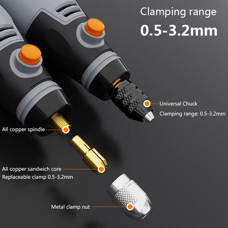 USB Cordless Rotary Tool Dremel Drill Engraving Pen Electric 3 Speed Mini Wireless Drill with Accessories Set 8500r-21000rpm