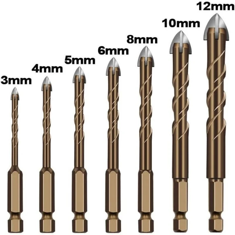 Masonry Concrete Drill Bits For Glass Ceramic Tile Brick Plastic Wood Mason Hard Alloy Wall Hole Opener Hex Shank 3mm To 12mm