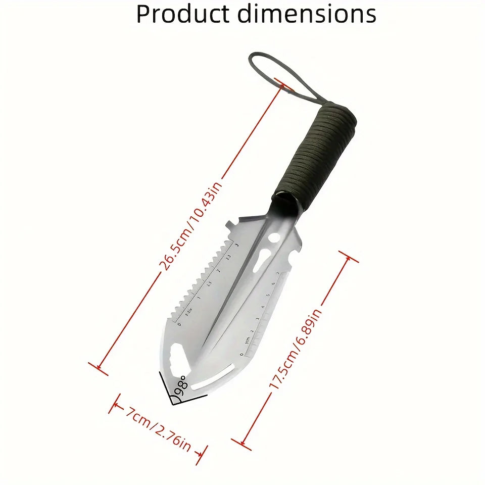 Mini-pelle de jardin multifonctionnelle en acier inoxydable avec manche ergonomique, portable, très adaptée au camping en plein air 