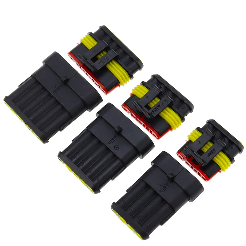 2-5sets Kit 2 pin 1/2/3/4/5/6 pins Way AMP Super seal Waterproof Electrical Wire Connector Plug for car waterproof connector