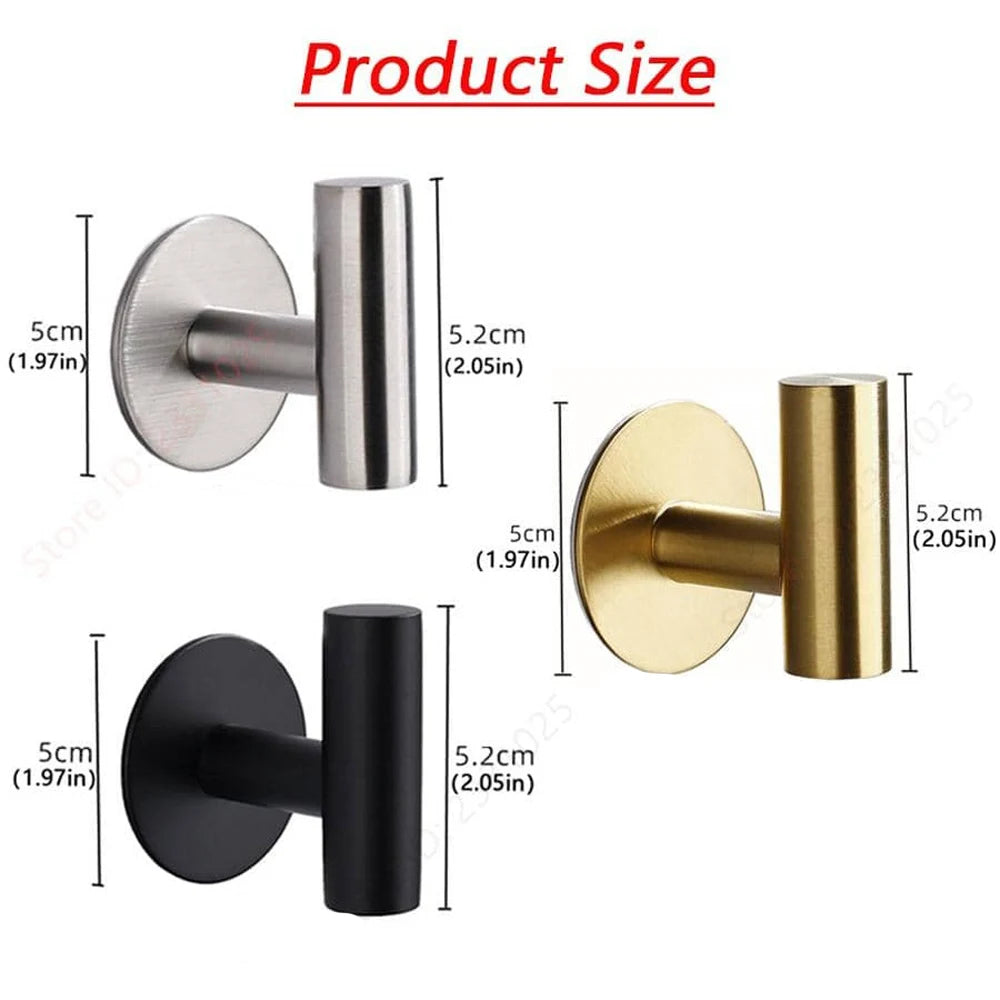 1/2PCS Adhesive Wall Hook Stainless Steel Robe Sticker Hooks Towel Coat Key Pants Hangers Bathroom Kitchen Storage Accessories