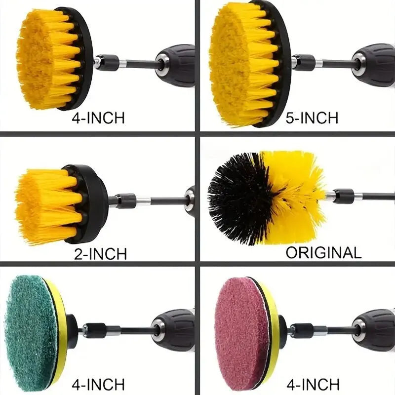 12/4 Pcs Electric Drill Brush Kit scrubber Cleaning Brush For Carpet Glass Car Kitchen Bathroom toilet Cleaning Tools household - ToolFlx