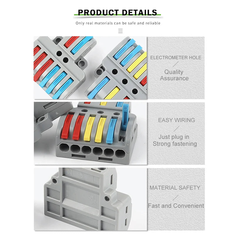 Mini Fast Wiring Connectors Universal Compact Splitter Electrical Cable Push-in Conductors Connector With Lever Terminal Block