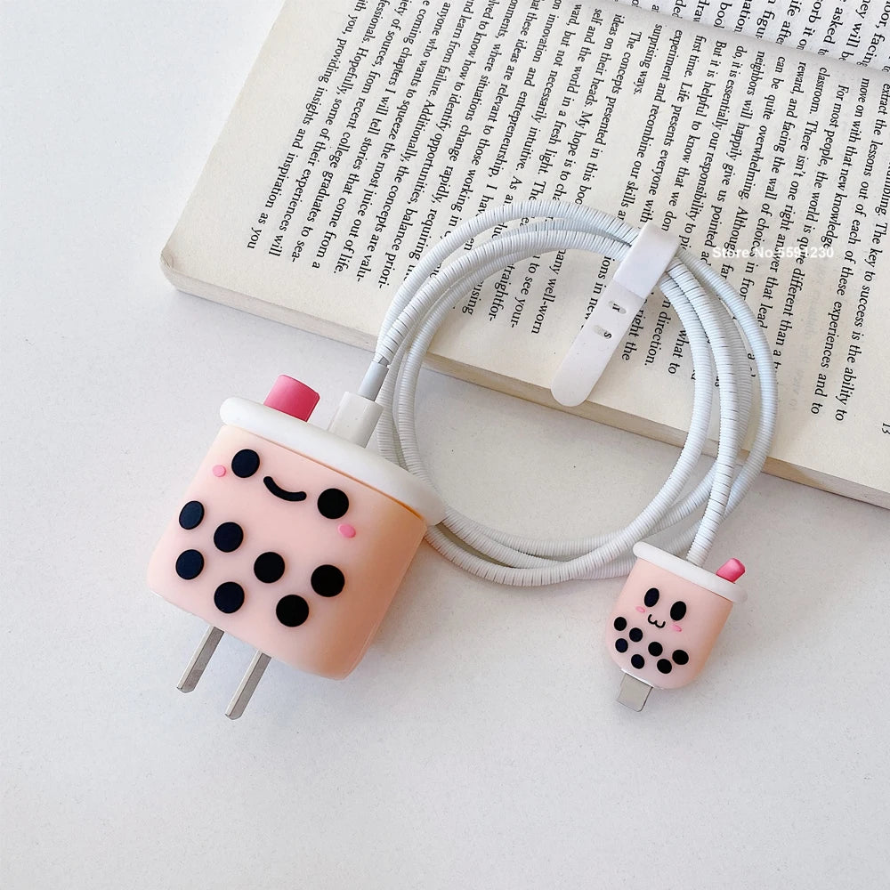 4 PCS Cute Cable Protector for iPhone / iPad 18W/20W Charger Case Protection Cover Cartoon Cable Protector Data Line Accessories