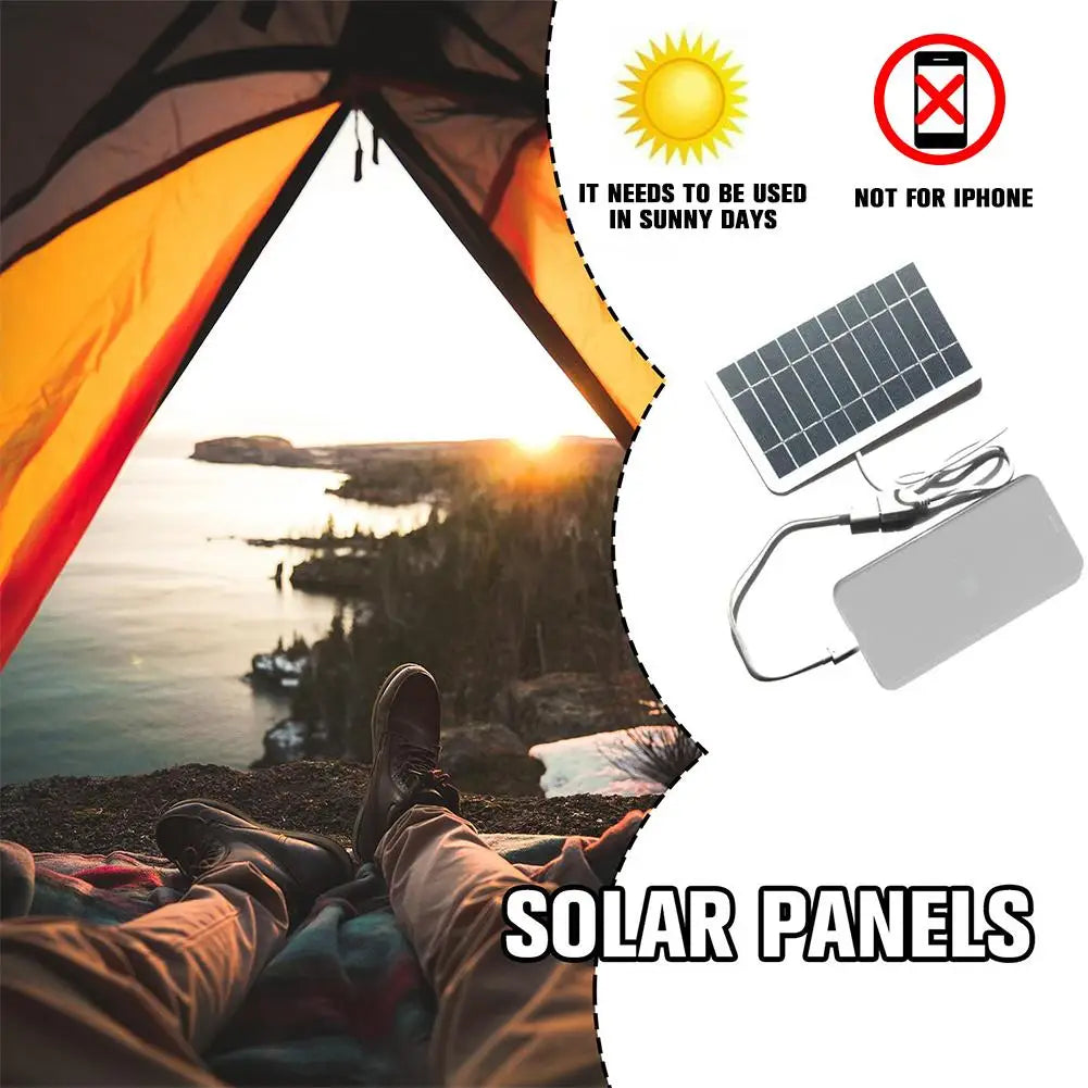 Tragbares Solarpanel, 5 V, 2 W, Solarplatte mit USB-sicherer Ladung, stabilisierendes Batterieladegerät für Power Bank, Telefon, Outdoor, Camping, Zuhause 