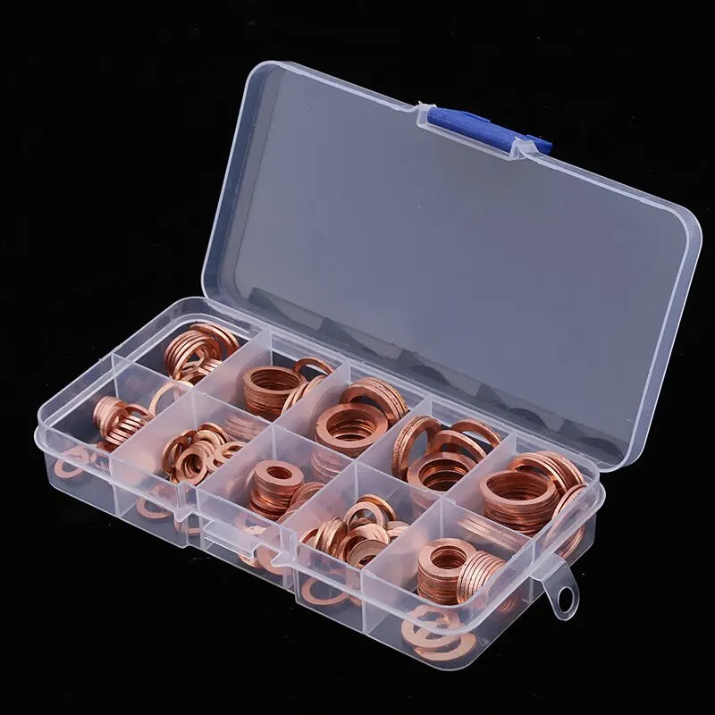 200pcs Purple Copper Gasket M5 M6 M8 M10 M12 M14 O-ring Purple Copper Gasket Set Oil Plugging Sealing Fittings - ToolFlx