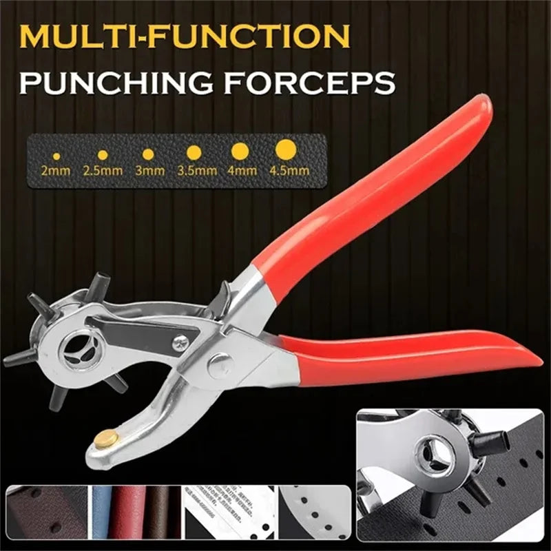 Multi-function Leather Belt Hole Punch Plier Useful Round Hole Punching Machine Watchband Strap Leathercraft Household Hand Tool