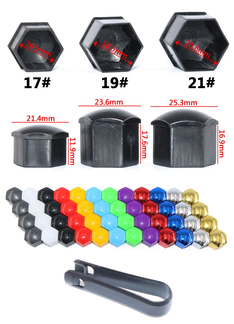 17/19/21mm 20Pcs Car Wheel Nut Caps Protection Covers Caps Anti-Rust Auto Hub Screw Cover Car Tyre Nut Bolt Exterior Decoration