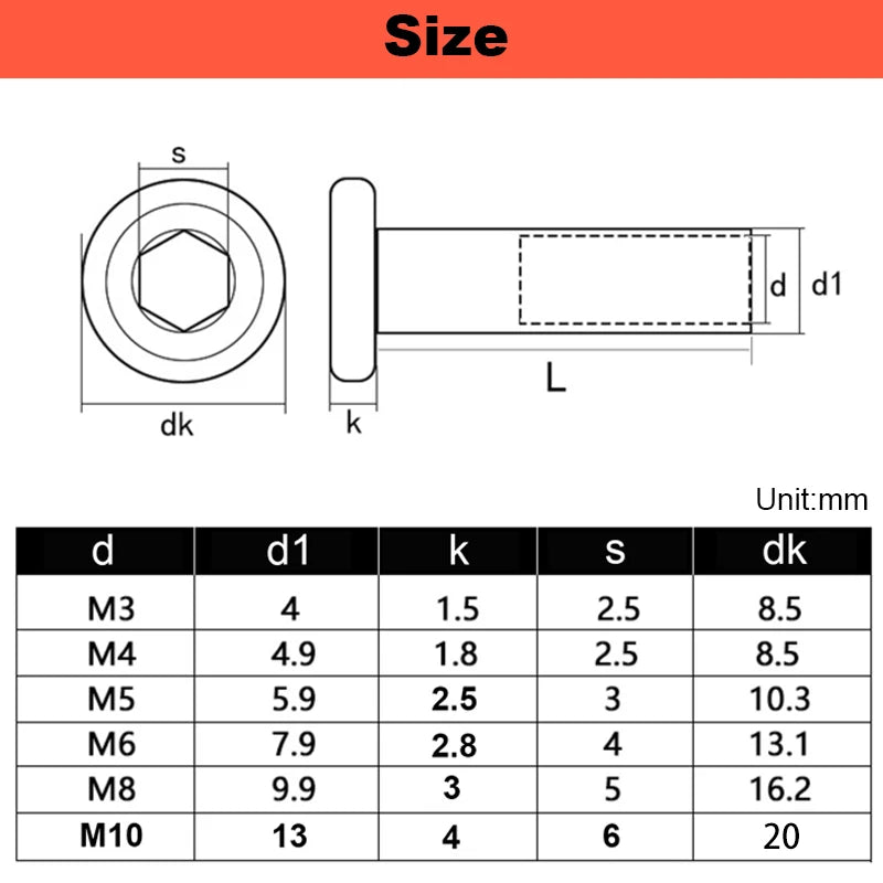 304 Stainless Steel Hexagon Socket Screw Locking Splint Screw Nut Combination Album Butt Account Book Nail Edge Chamfer M3~M10