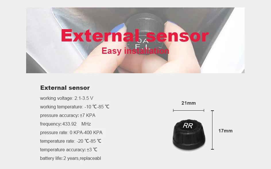 ACCEO Android TPMS pour autoradio lecteur DVD système de surveillance de la pression des pneus alarme de sécurité prolonger la durée de vie des pneus 