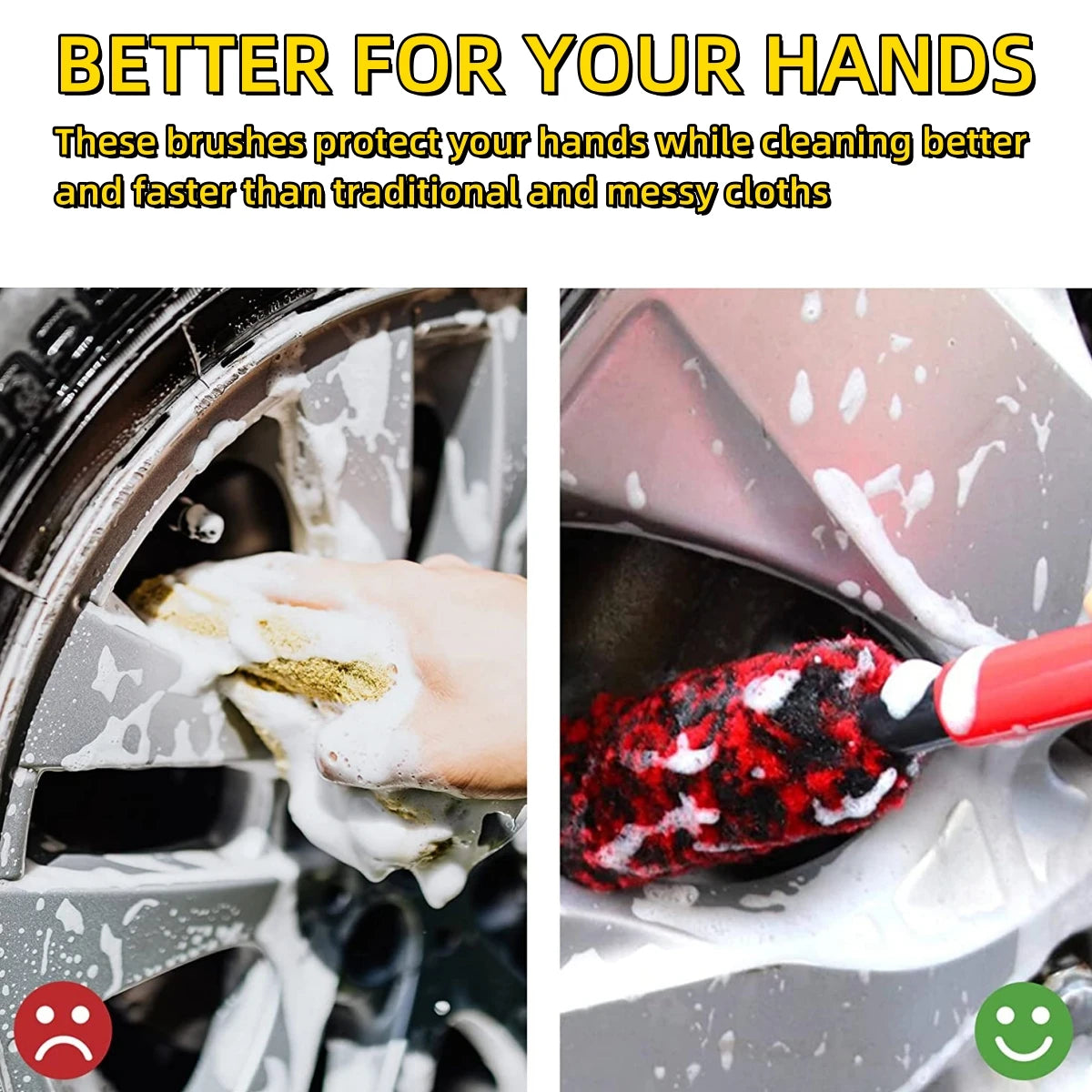 Auto Wheel Detailing Brush Bendable Wheel Woolies Car Cleaning Tools for Car Rim Tire Washing Easily Clean Hard-To-Reach Areas