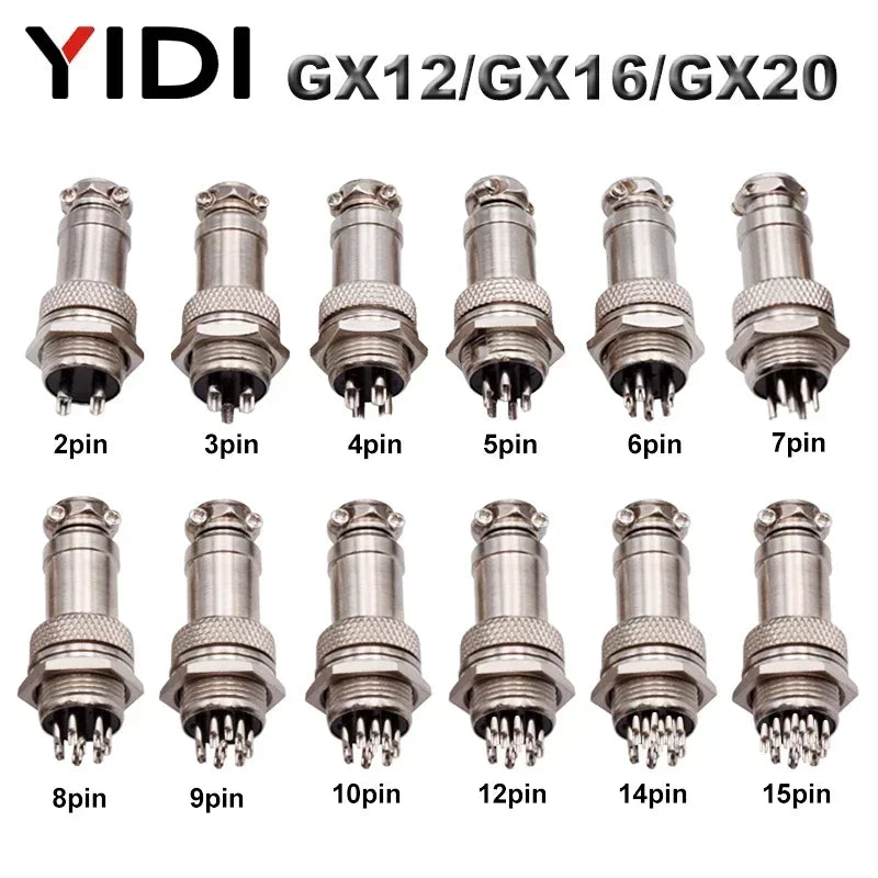 YIDI 5/10Set GX12 GX16 GX20 2 3 4 5 6 7 8 9 10 12 14 15 Broches Mâle Femelle Câble LC Aviator Aviation Connecteur Circulaire Prise 