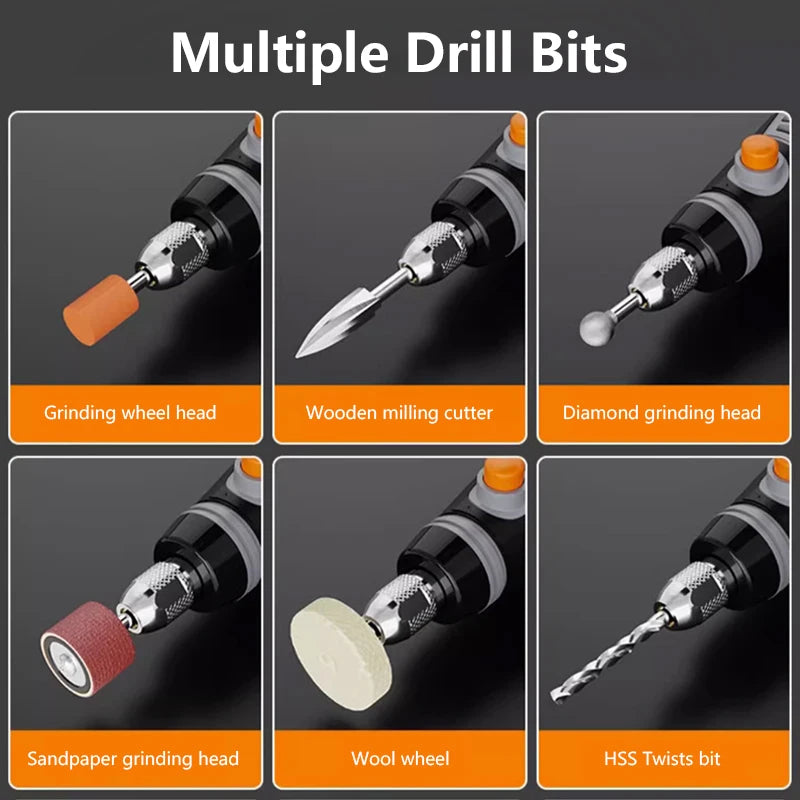 USB Cordless Rotary Tool Dremel Drill Engraving Pen Electric 3 Speed Mini Wireless Drill with Accessories Set 8500r-21000rpm