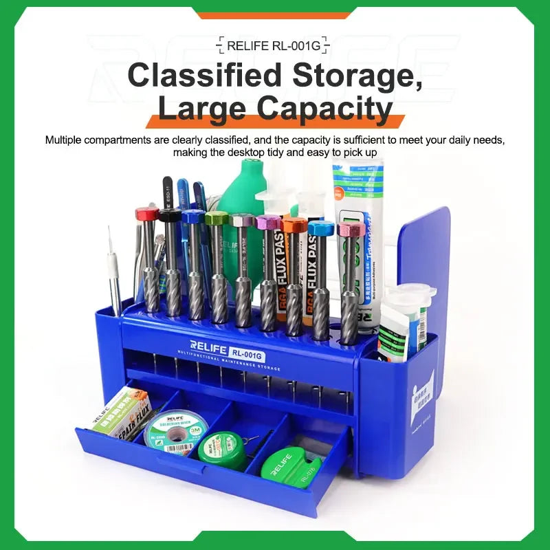 RELIFE RL-001G Sorting Parts Storage Box Screwdriver Mobile Phone Maintenance Desktop Rack Electronic Accessory Organizer Tool