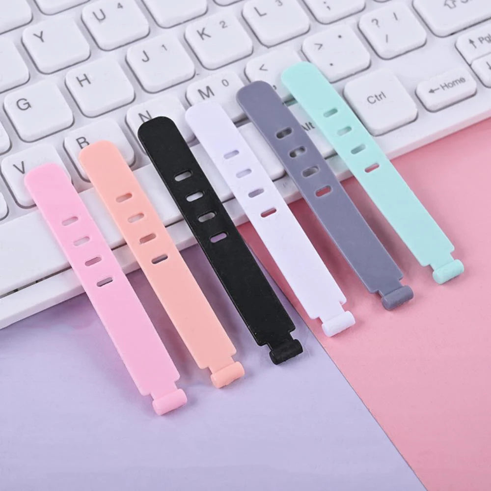 4/12/20PCS Cable Organizer Ties Clip Charger Cord Management Silicone Wire Manager Mouse Earphone Holder Data Line Winder Straps