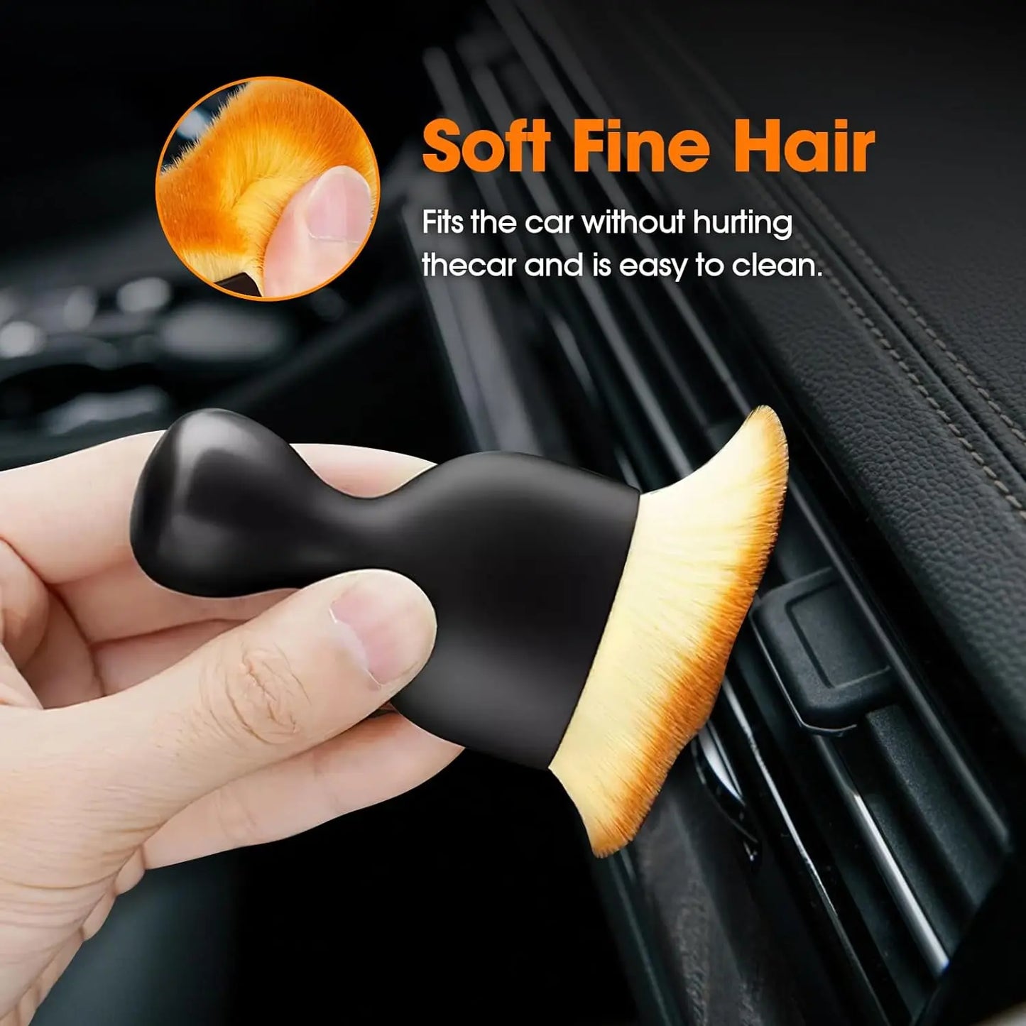 Car Interior Cleaning Brush Conditioner Air Outlet Soft Fur Clean Brushes with Shells Crevice Dust Removal Detailing Brush Tools