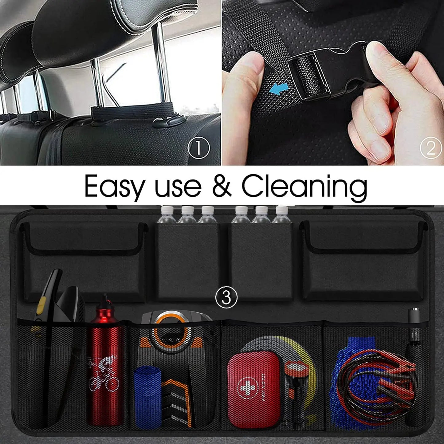 Car Trunk Car Organisers Backseat Hanging Car Organisers with 8 Large Storage Bag Trunk Organizer for SUV Truck Space Saving Exp