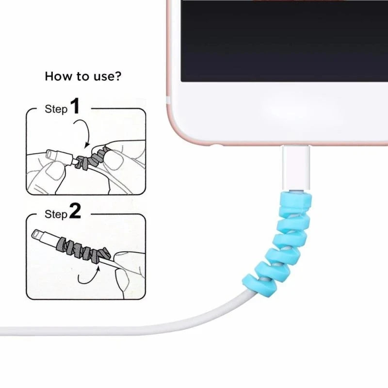 For IPhone IPad Spiral Cable Winder Protector Saver USB Charging Cord Cable Holder Ties Wire Management Cable Organizer