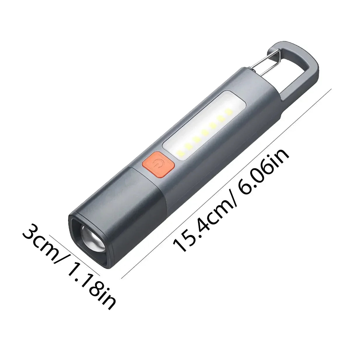 Lampe de poche ABS à éclairage puissant, chargement USB, petite lampe de poche portable d'extérieur, lampe de camping suspendue, mise au point télescopique, lampe latérale COB 