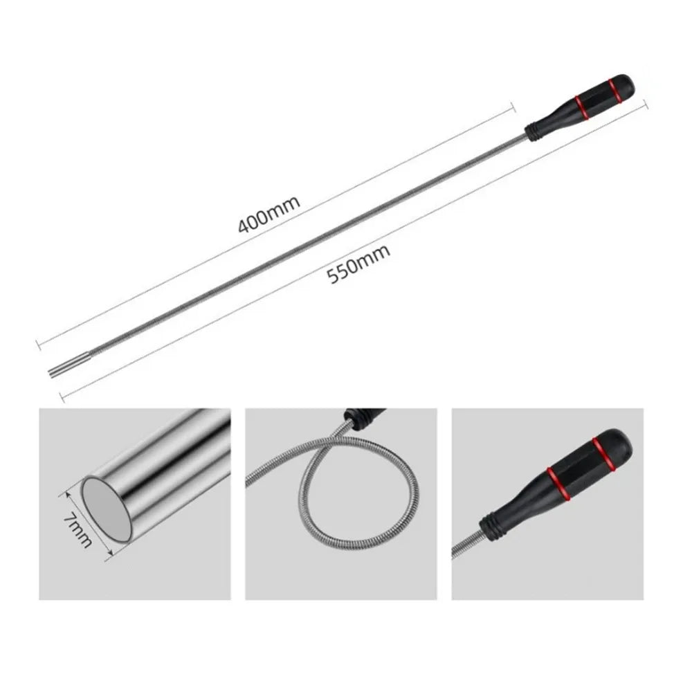 360° Inspection Mirror LED Light Telescoping Mirrors Extend Mechanic Tools Inspection Mirror Telescopic Handle Repairing Tools