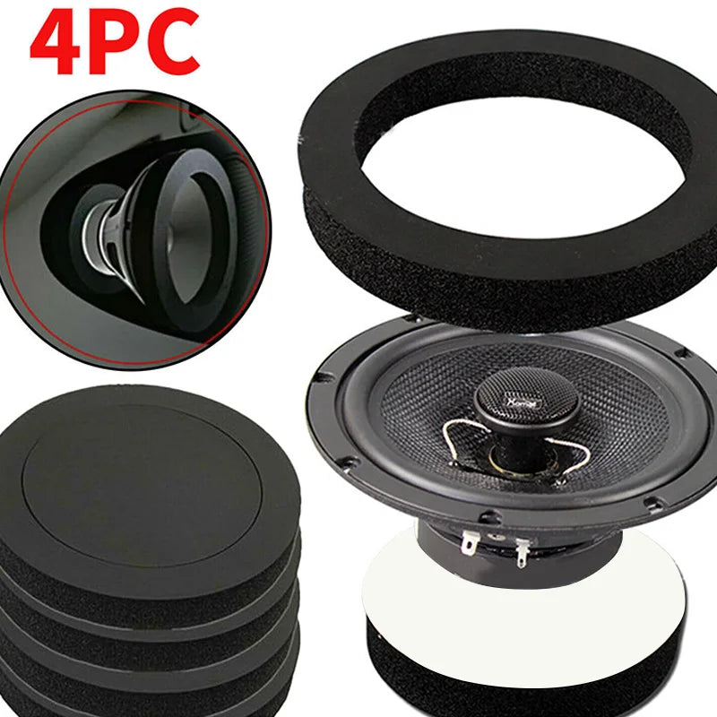 4PCS 4/5/6.5 Inch Car Speaker Sound Insulation Ring Cotton Bass Door Trim Soundproof Auto Interior Accessories Foam Universal