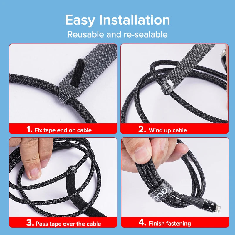 QOOVI Cable Organizer Wire Winder 15*1.2cm USB Cable Management Clip For Earphone Holder Mouse Keyboard Cord Protector