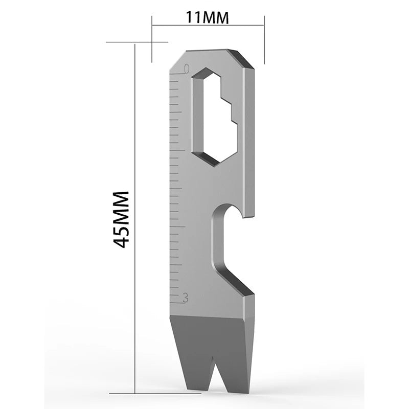 8 EN 1 MINI TC4 Alliage de Titane Crowbar Décapsuleur Échelle Graduée Clé Hexagonale EDC Outils Extérieurs Équipement de Camping Multifonction 