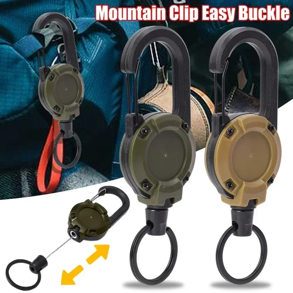 Anti-Theft Heavy Duty Retractable Pull Badges Id Reel Carabiner Keychain Buckle Key Holder Outdoor Keychain Multiple Tool