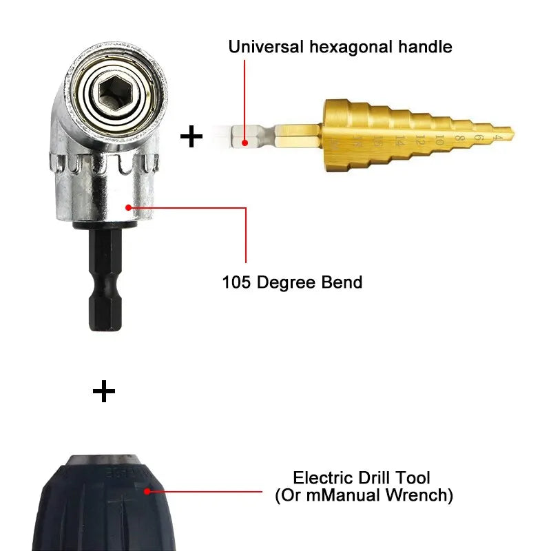 105 Degree Turning Screwdriver Joint Electric Drill Corner Attachment Extension Socket Screwdriver Head Tool