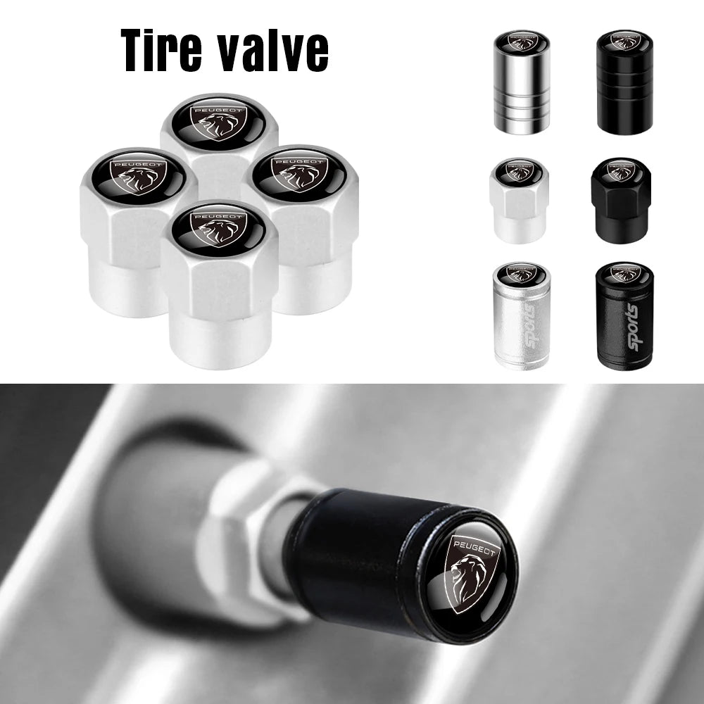 4pcs Car Styling Metal Wheel Tire Valve Air Stem Cap Covers For Peugeot 208 2012~2018 308 2014~2021 2008 3008 107 106 406