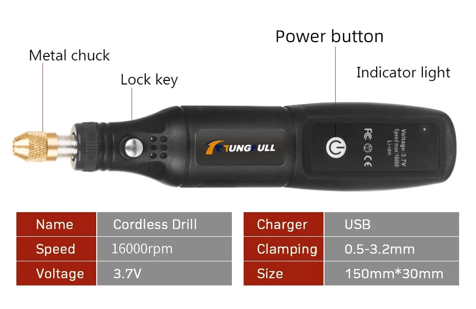 USB Engraving Tool Dremel Tool Cordless Drill Rotary Tool Mini Wireless Electric Drill Rechargeable Polishing Machine