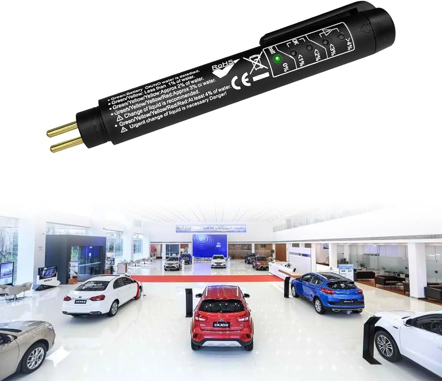 Brake Fluid Test Pen Automatic Brake Diagnostic Test Tool Hydraulic Fluid Oil Moisture Analyzer with 5 Indicator Lights