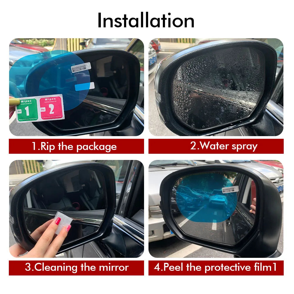 Car Rearview Mirror Film Side Window Rainproof Clear Film 2Pcs Anti Fog Window Mirror Protective Sticker Car Accessories