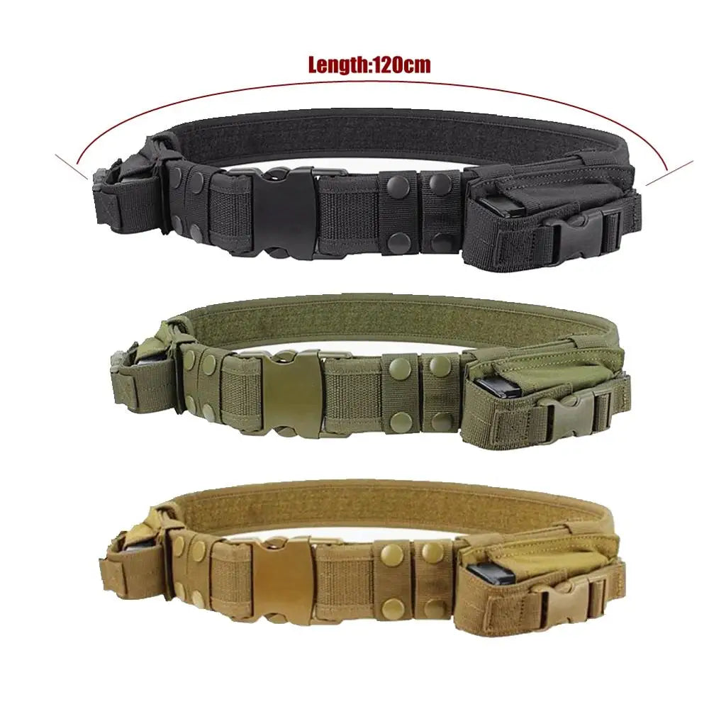 Ceinture tactique pour homme, équipement de chasse, ceinture de sécurité pour le combat en plein air, ceinture utilitaire avec pochettes pour chargeurs 