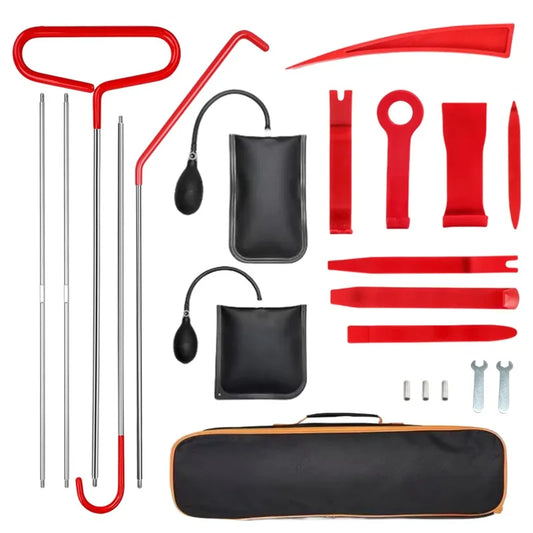 EAFC 21/18PCS Car Door Tool Kit Inflatable Air Pump Auto Window Door Open Fixing Gripper Tools Long Reach Kits with Carrying Bag