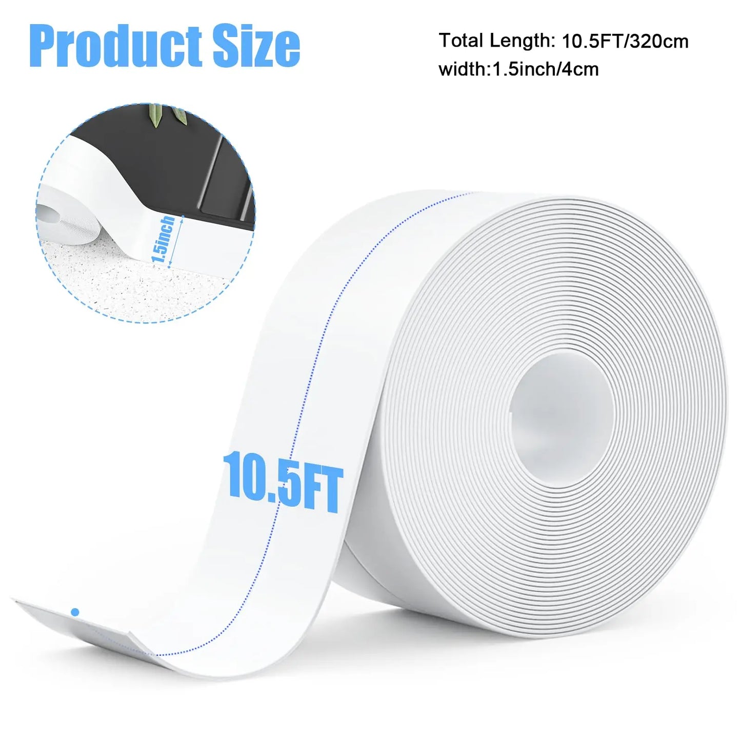 3.2m Shower Bath Sealing Tape PVC Waterproof Self Adhesive Caulk Tape For Bathroom Toilet  Edge Sealer Kitchen Anti Mold Tape