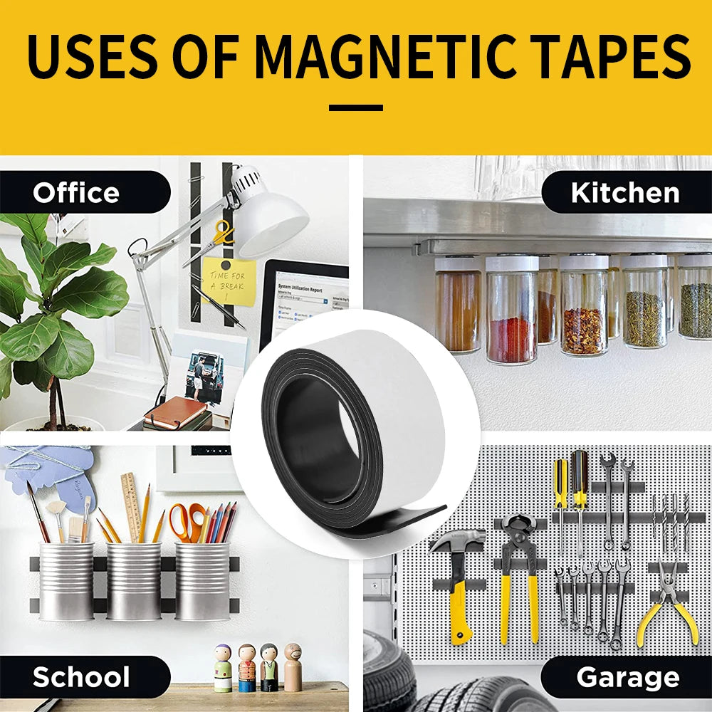 10/15/20/25/30/40/50x1.5mm  Self Adhesive Magnetic Tape Rubber Magnet Tape Strong Flexible Magnet Strip