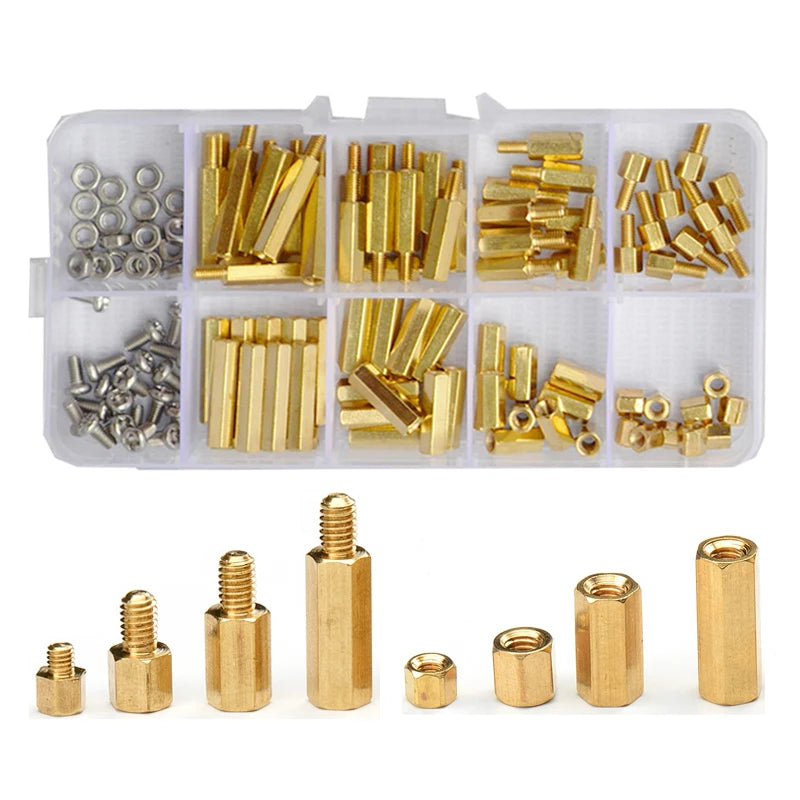 M2 M2.5 M3 M4 Hex Brass Standoff PCB Motherboard Spacer Screw Nut Thread Pillar Mount Male Female Spacer Bolt Assortment Kit