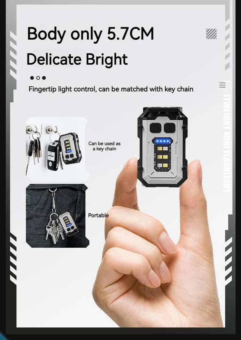 Flashlight portable portable mini key chain lamp flashlight strong light charge led household outdoor super bright magnetic