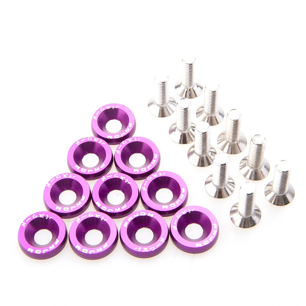 10PCS M6 JDM Car Modified Hex Fasteners Fender Washer Bumper Engine Concave Screws Fender Washer License Plate Bolts Car styling