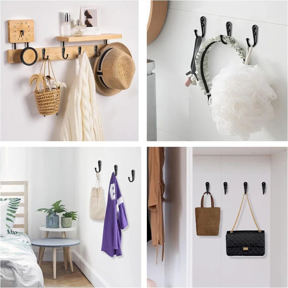 30/1set Alloy Hooks with Screws Wall Mounted Hanging Hangers for Coat Towel Bags Caps Hook Kitchen Bathroom Storage Rack Holders