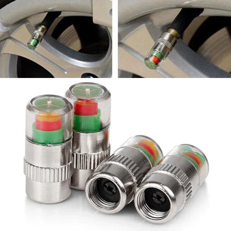 2/4pcs Car  Tire Pressure Indicator Tire Pressure Gauge Indicator Alert Monitoring Valve Cap Sensor External Valve Detection